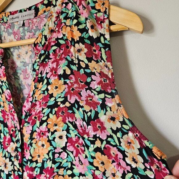 EUC LIKE NEW ALMOST FAMOUS GARDEN FLORAL BUTTON DOWN TIERED SHORT DRESS SIZE L - Picture 5 of 16